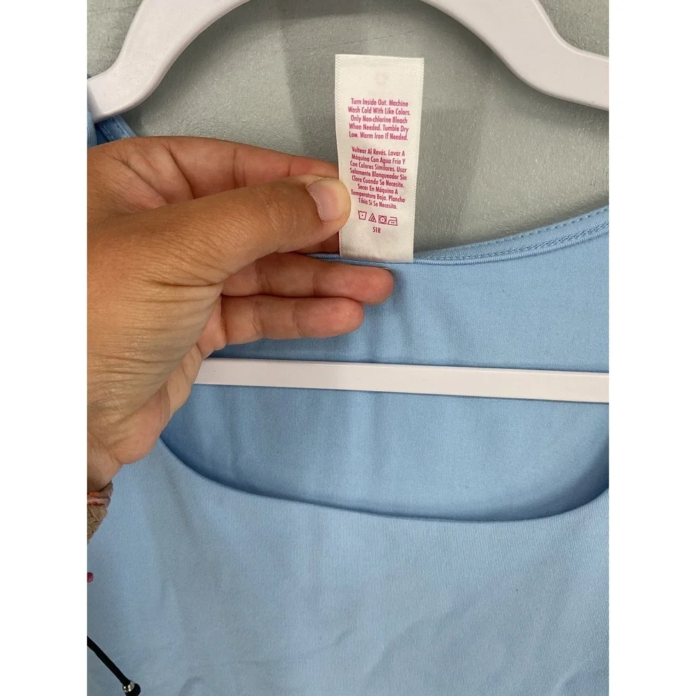 Justice Girls Seamless Top Cap Sleeve Square Neck Sail Blue XL Plus 16P 18P